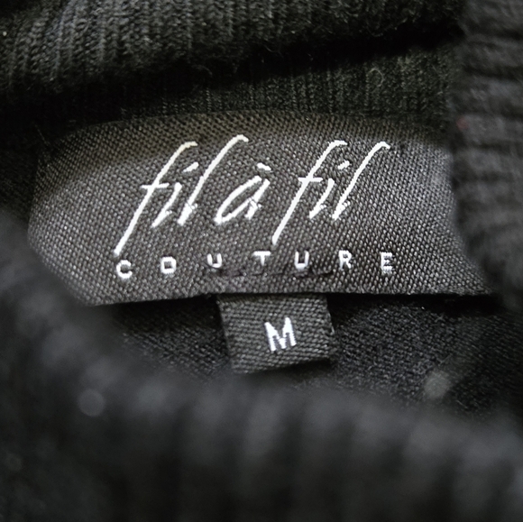 FIL A FIL Couture Black Turtleneck Sweater with Buckle Accents. Size Medium - Picture 9 of 12